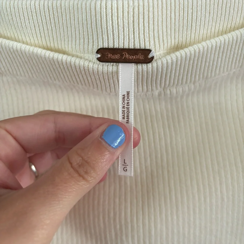 Free People White Laurel Sweater Mini Skirt Rib Knit, L